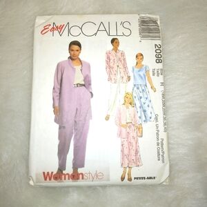McCall's 2098 Sz 18W-22W Misses EASY Unlined jacket, top, pull on pants, skirt